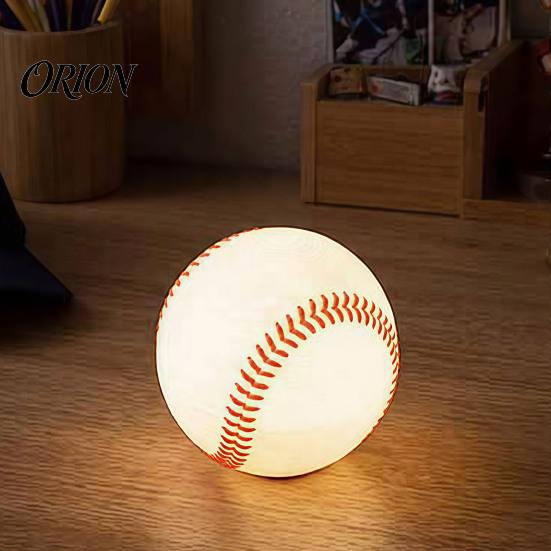 Baseball Collectibles Realistic Night Light, Desk Decor Lamp, Portable Ambient LED Bedside Lighting Ornament for Bedroom Office, Creative Sports
