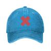 Red X Washed Canvas Baseball Cap Adjustable Casual Sun Hat