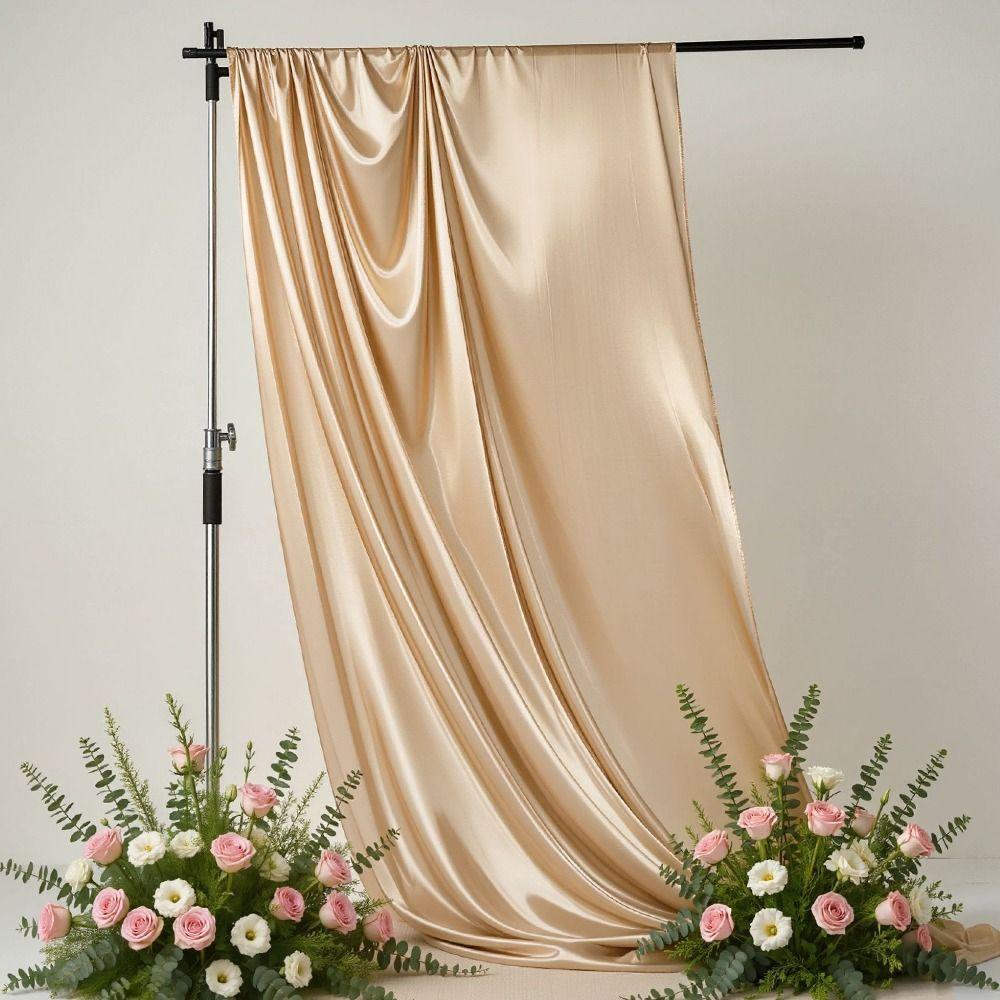 Ice Silk Fabric Wedding Background Pole-mounted Ceiling Satin Fabric Stage Curtain Shimmer Wrinkle Free Champagne Color