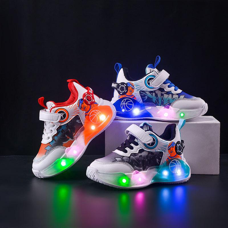 LED Cartoon Mesh Sportschuhe für Kleinkinder & Jungen - Atmungsaktive Leuchtende Sneaker für Frühling & Herbst