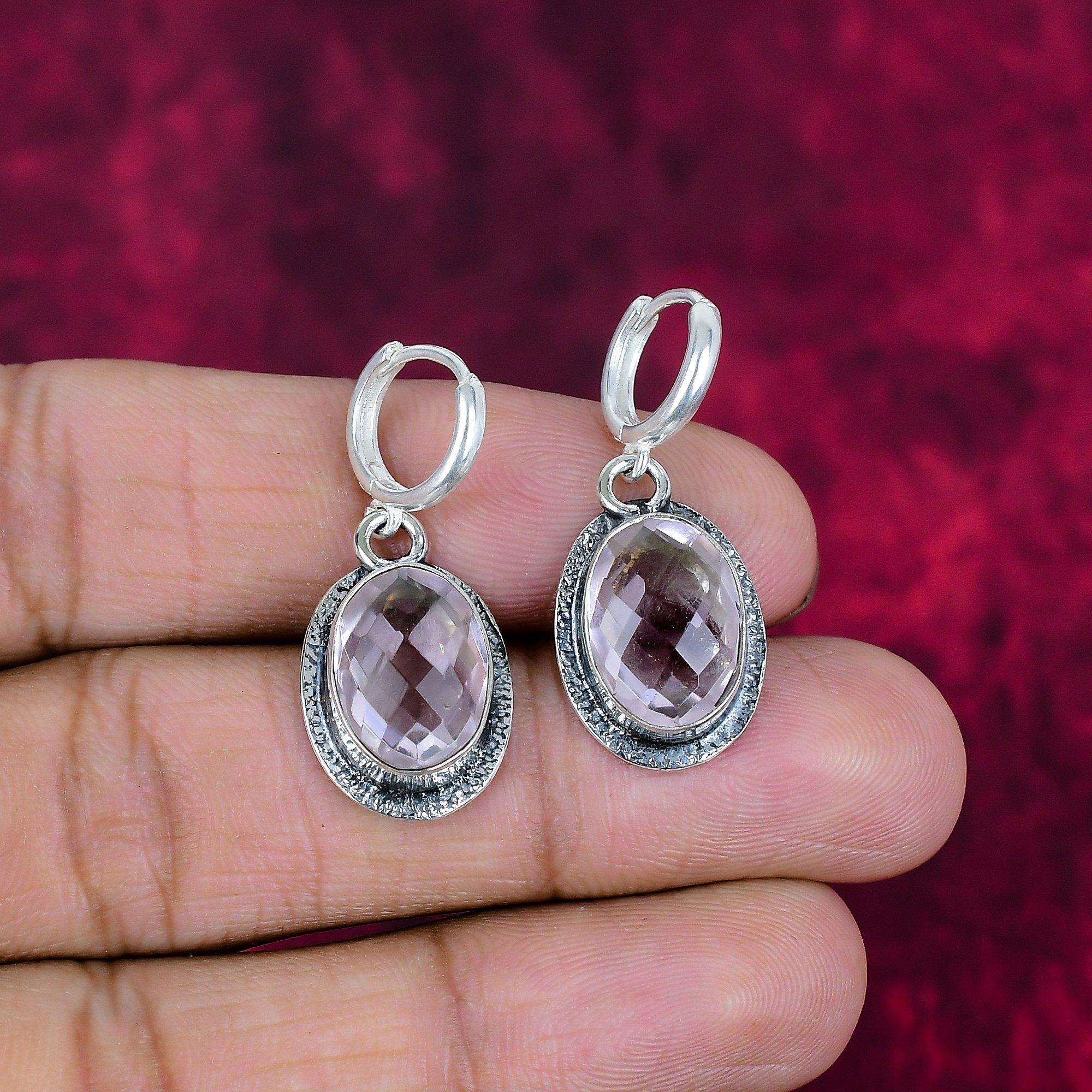 

Серьги из чистого серебра 925 пробы с белым топазом, серьги из драгоценных камней ручной работы на День памяти 1.38 Inches белый