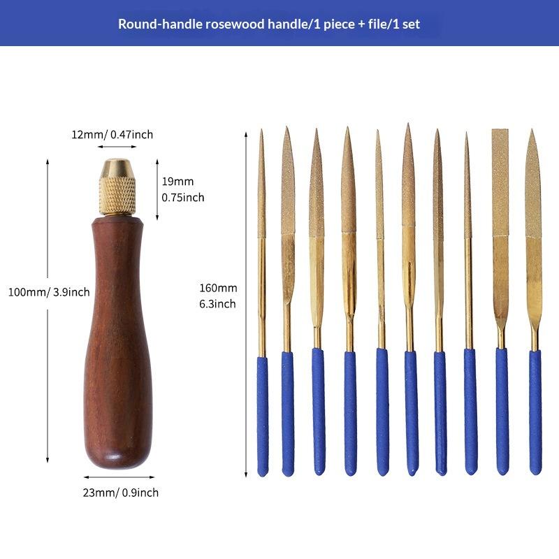 

1Set Metal Wood File Handle Wooden Handles With Brass Collet Chuck For Small Files Accessories DIY Metal And Jade Polishing