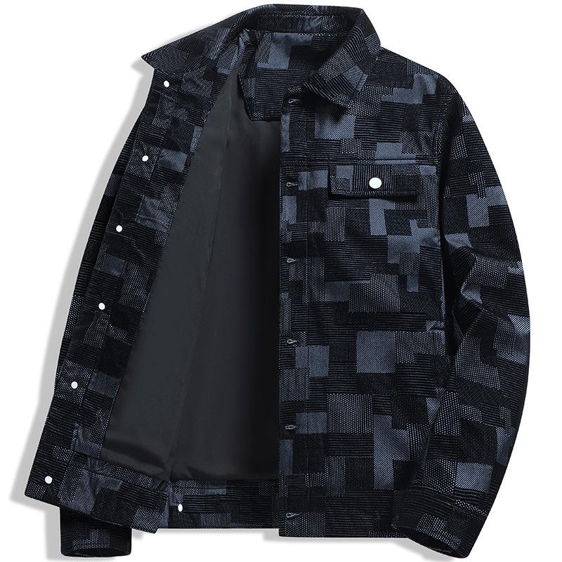 

Long Sleeved Loose Jacket Jacquard Men s Jacket Top XXXXL синій