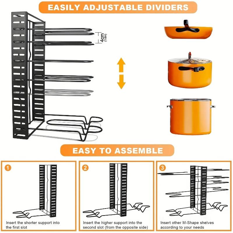 5th/8th Floor Pots Pans Organizer for Cabinet Upgraded Pots and Pans Organizer Rack for Kitchen Storage Pot Lids Organizer Rack