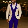Ivory Men's Suit  3 Pieces Blazer  Vest Pants Wedding Tuxedos Formal Male Suit for Wedding Groomsmen Prom