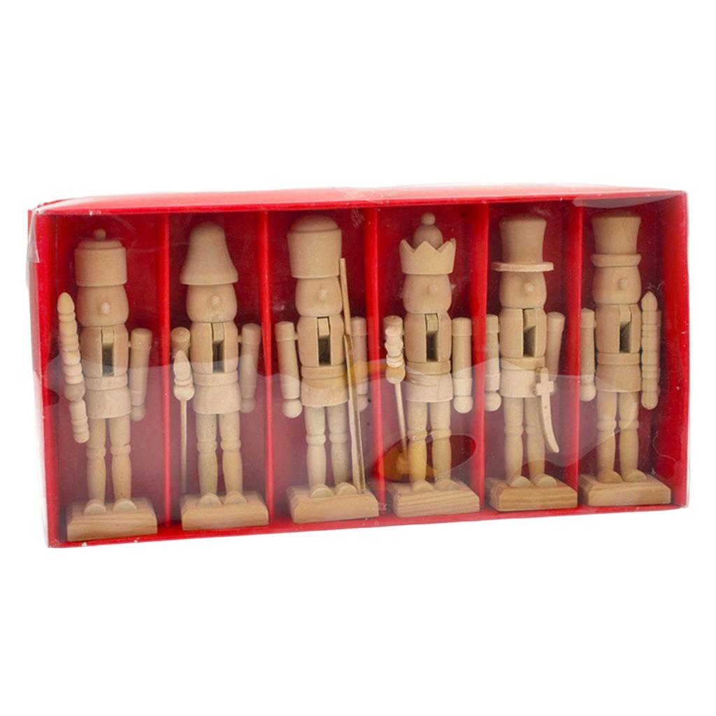 DIY Unpainted Doll Puppet Toy Figurines Wooden Nutcracker Decorations Blank Nutcracker for Christmas Party and Arts
