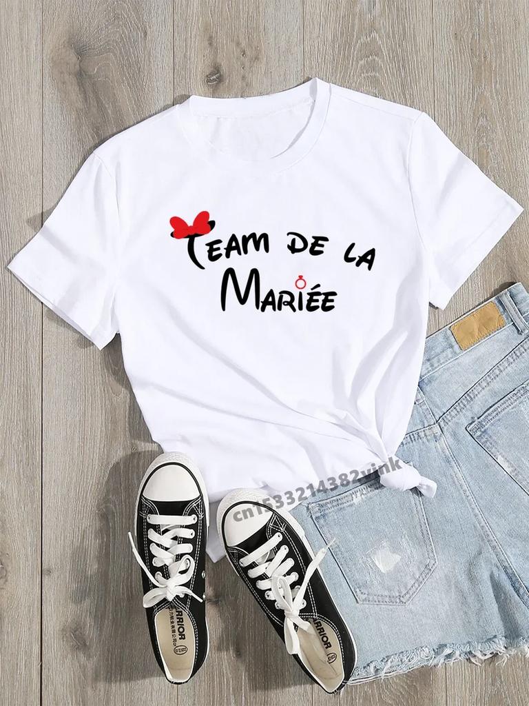 Casual Ladies Basic Ocollar White Short Sleeved Shirt Girl Future Mariee Love Bachelorette Wedding Party Women Shirt Aesthetic