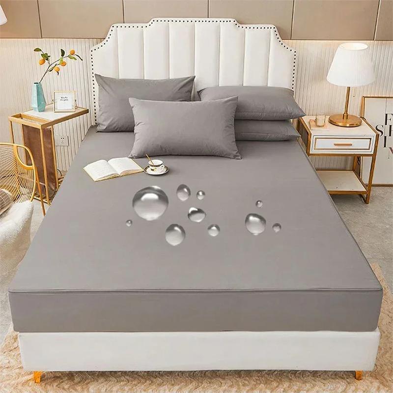 Sicherer Wasserdichter Matratzenschoner Weich Bequem Atmungsaktiv Einfarbig Spannbettlaken Bettwäschebezug Keine Kissenbezüge enthalten