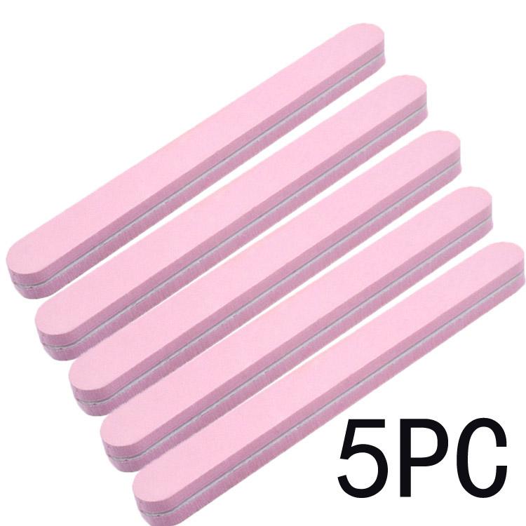 

5 шт./упак. пилочки для ногтей с зернистостью, моющиеся, двухсторонние, пилочки для ногтей, инструменты для салонного маникюра 5PC розовый