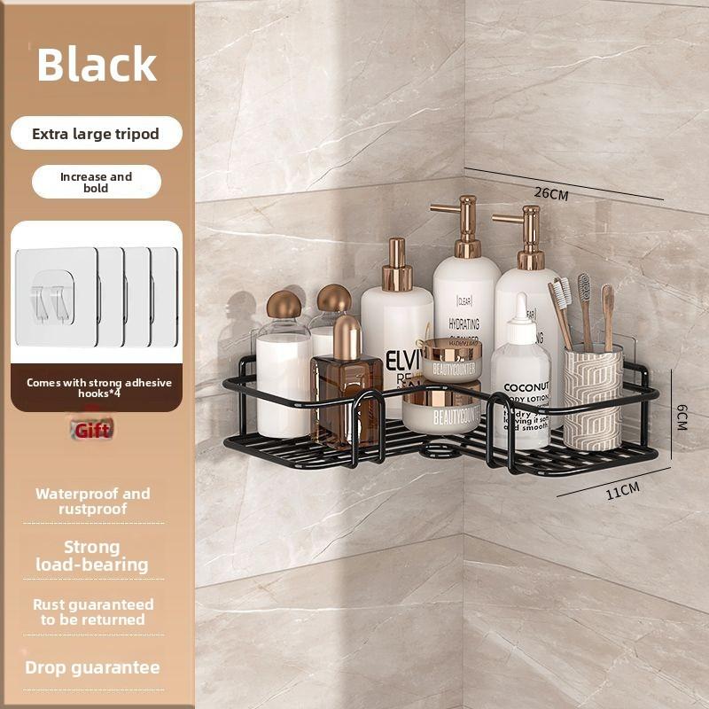 Modern Minimalist Bathroom Wall Shelf With Carbon Steel Material For Storage And Organization