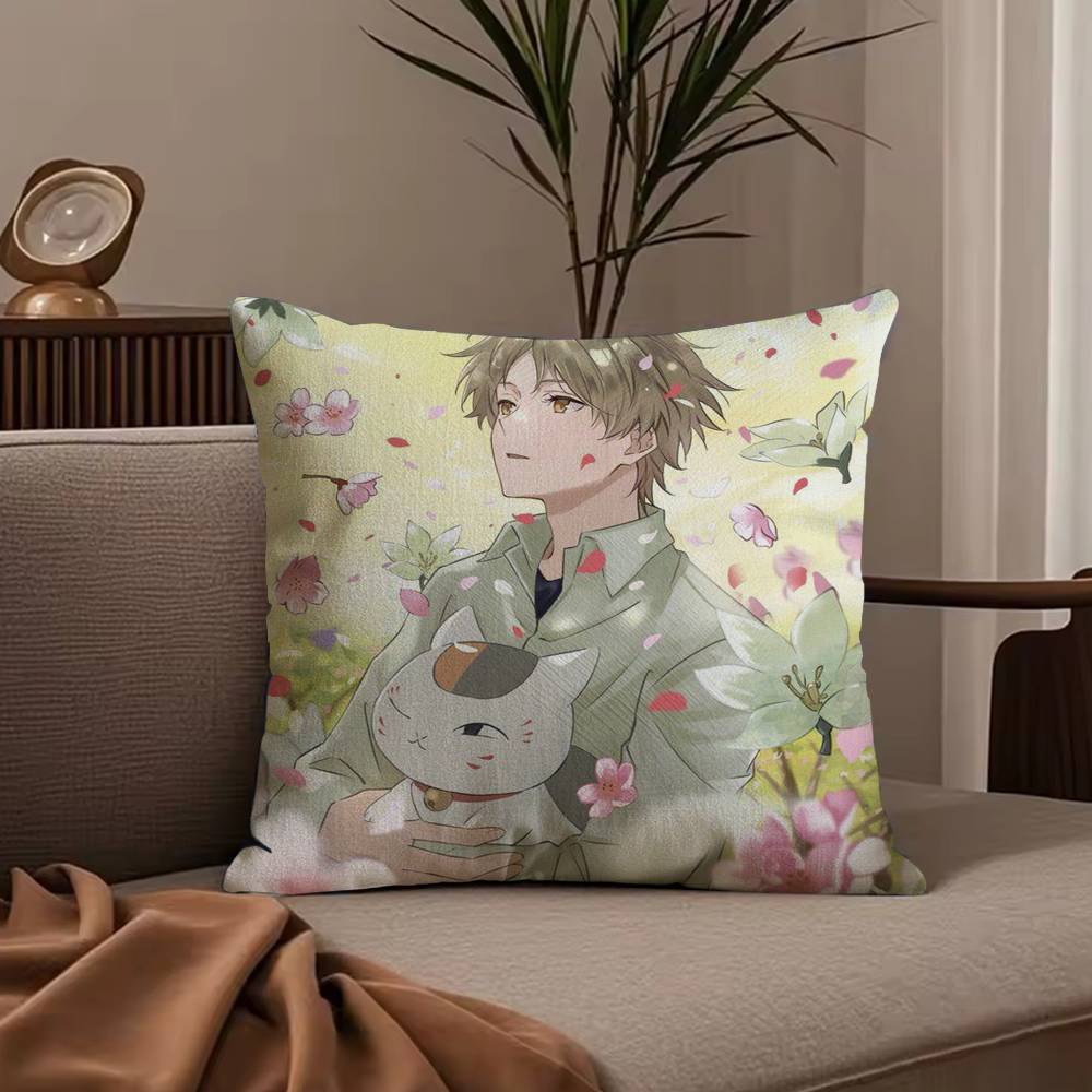 N-NatSUme's Bo-ok of Friends Anime Pillow Case Anti-dustmite Pillowcase Invisible zipper silky short plush Sofa cushion cover