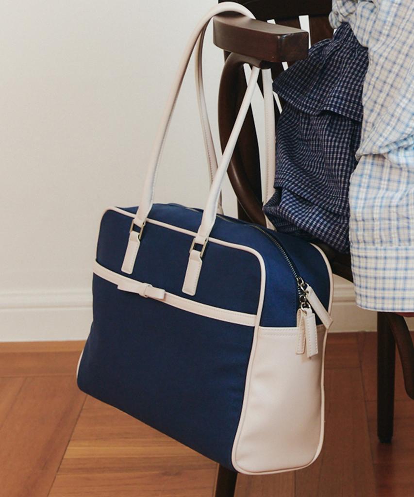 Celitails Ribbon Canvas Boston Bag_Navy