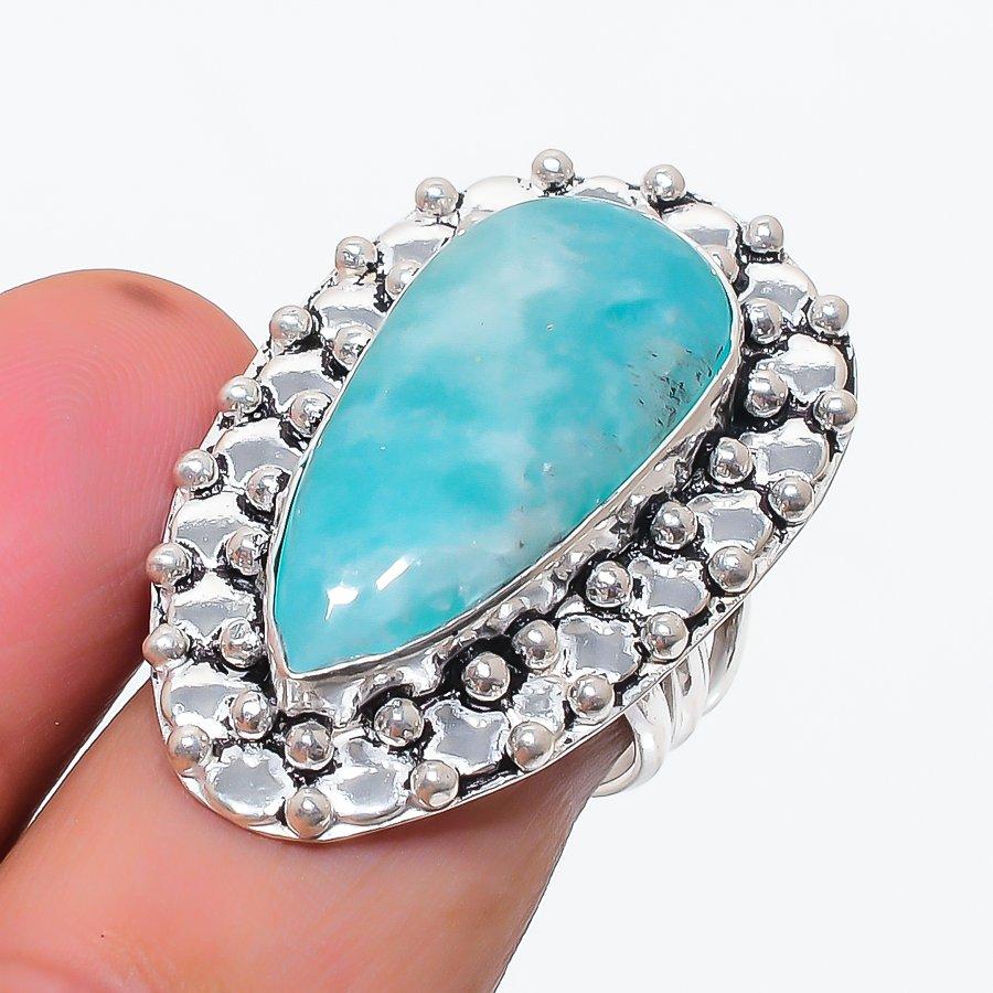 Amazonite Gemstone 925 Sterling Silver Jewelry Ring Size 6.5