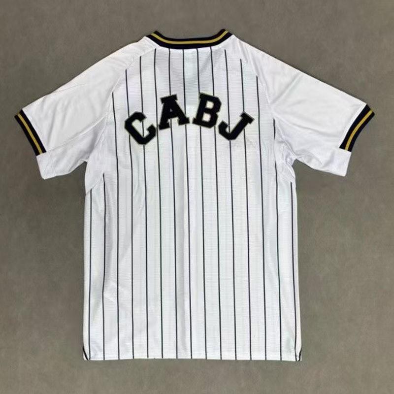 Mens Retro Striped Baseball-Style Soccer Jersey Short Sleeve Cotton Blend Sport Shirt Football Basketball Volleyball