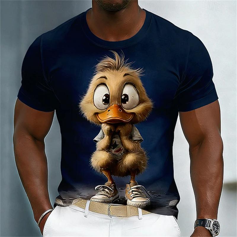 Animation Style T-Shirts Summer Fashion Short Sleeve Funny 3D Animals Printed Men Casual Loose Comfortable Breathable Soft T-shirt
