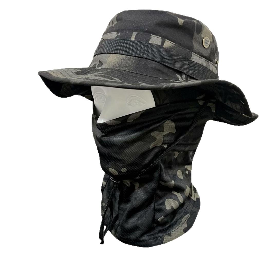 Outdoor Sonnenschutz Camouflage Hut & Sturmhauben Set: Winddicht, Sonnenschutz für Bergsteigen, Angeln & Radfahren