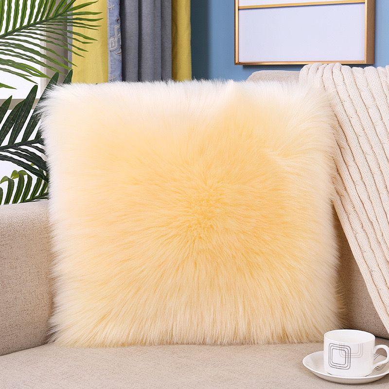 Flauschiges Kissen, langer Plüsch-Kissenbezug, Wollkissen, Fellkissenbezug, Ins Sofabettkissen, Weihnachtsdekoration, Zimmer-Wurfkissen