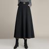 High-Waisted Black Wool A-Line Midi Skirt - Winter 2025 Edition