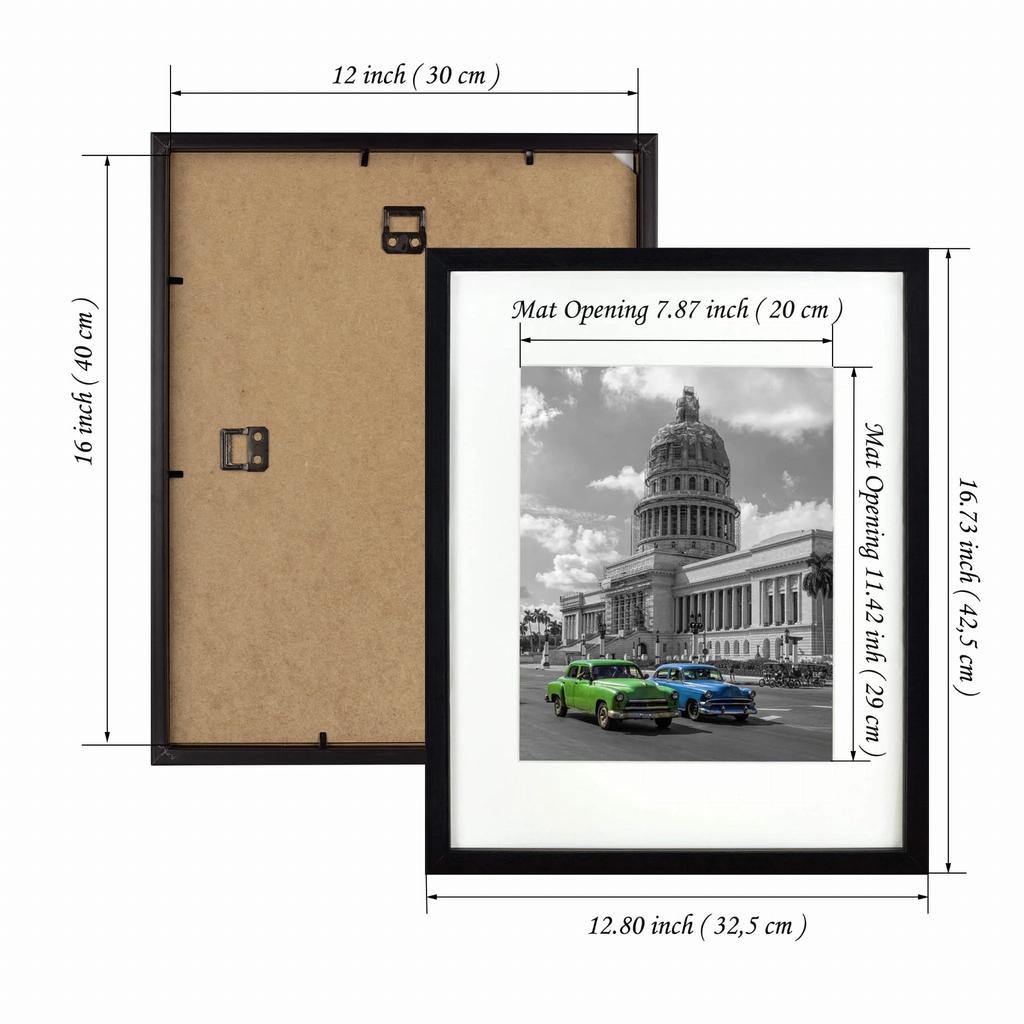 Poster Frame Portrait Photo 30X40 Cm Black With A4 21X30 Passe-Partout Plexiglass