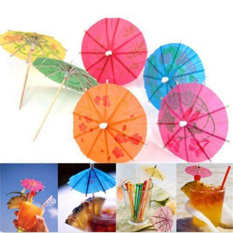 40Pcs Paper Cocktail Parasols Umbrellas Party Wedding Supplies Luau Drink Stick