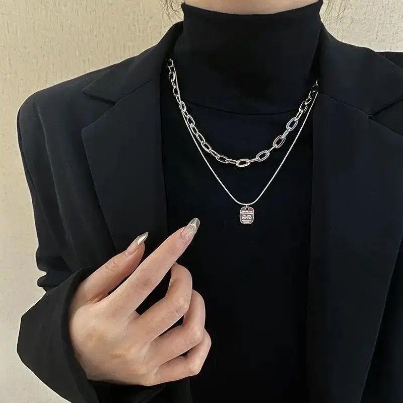 Autumn and winter sweater chain cold new round bead chain women's necklace niche design advanced double geometric accessories