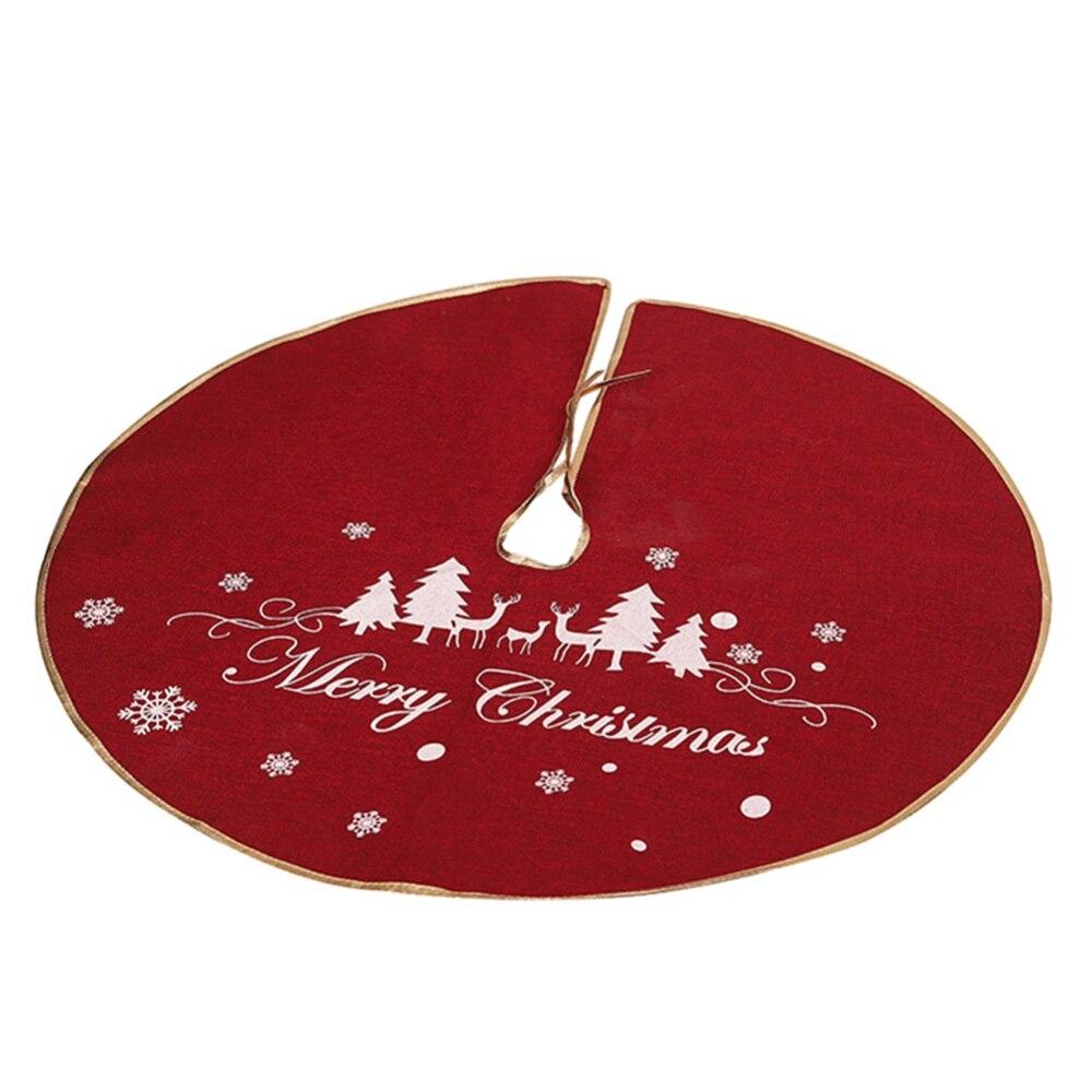 98CM Christmas Decoration Linen Printed Christmas Tree Snowflake Tree Skirt Christmas Tree Snowflake Tree Skirt