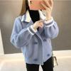 Women Imitation Mink Velvet Cardigan Sweater Coat Short Women Fuzzy Sweater Lantern Sleeve Casual Sweater Knitted Mohair Cardigan Jacket Outwear