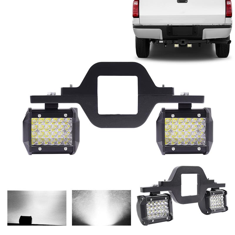 

Universal Car Tow Hitch Hook Mount Bracket with 4 60W/72W/18W LED Work Light Fog Lamp Holder Rear Backup for Offroad Car Truck Trailer 72W+bracket