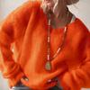 Europäischer und amerikanischer weicher klebriger V-Ausschnitt Langarm-Pullover Damen Herbst und Winter Pullover einfarbig fauler Stil lockerer Strickpullover Top