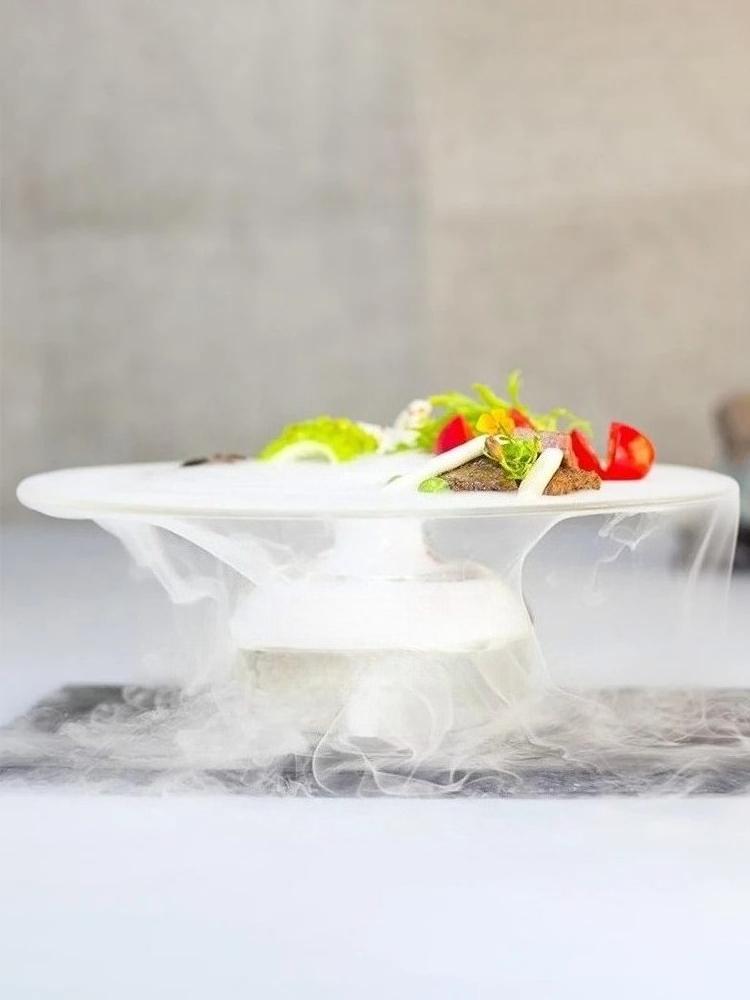 Dry Ice Glass Tableware Artistic Conception Bowl Molecular Cuisine Food Hotel Large Sashimi Ice Tray Personalized UFO Cap Plate