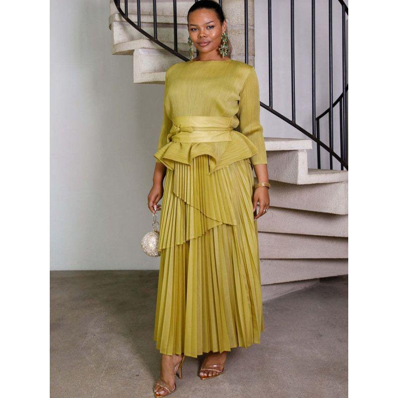 

2025 Новинка Женский Большой Размер Топ Пеплум Саньчжай Плиссированная Многослойная Юбка Модный Весенне-Летний Костюм Ближний Восток Трансграничный Костюм White Free size (40.00 kg-90.00 kg