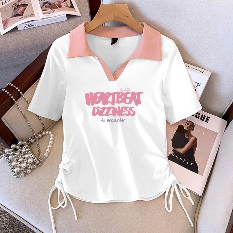 

Женская футболка из чистого хлопка с французским воротником поло, V-образным вырезом, коротким рукавом, свободного кроя, большого размера, стиль лето 2025 3XL (130-140 lbs recommendation)