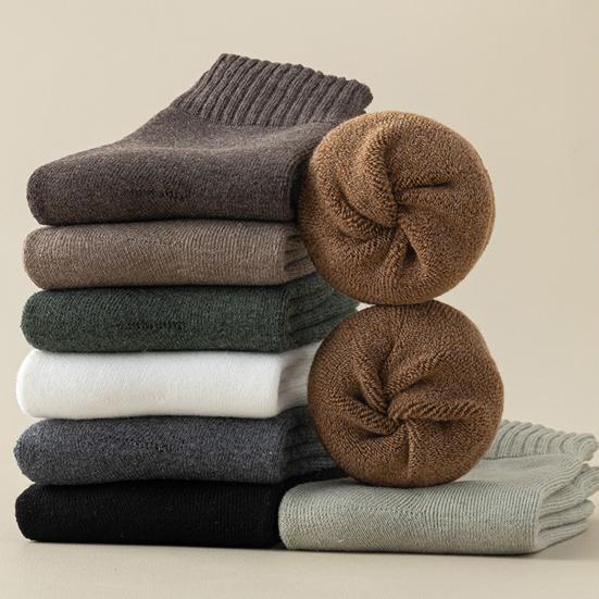 Women's Solid Mid-calf Socks Fall Cozy Soft Fuzzy Crew Socks Thermal Warm Winter Thick Boot Socks for Cold Weather