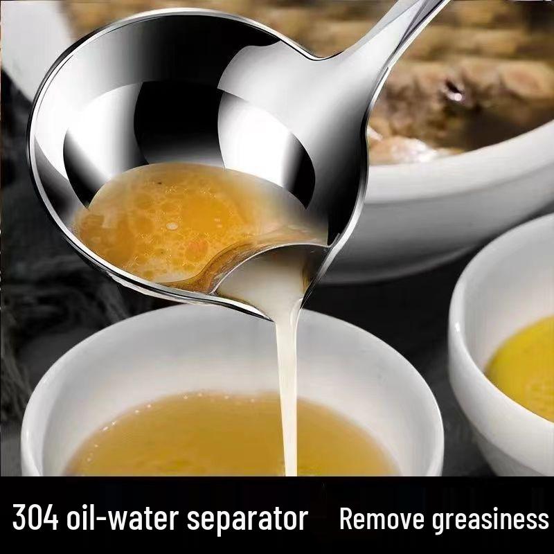Stainless Steel Soup and Oil Strainer Ladle - Food Grade, High Value for Kitchen and Dormitory Use.