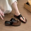 Fashion casual cover toe slope heels slippers women's summer wear new seaside vacation beach shoes cool slippers