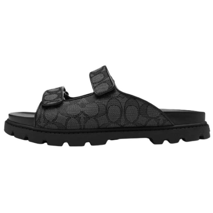 

Coach Monogram Double Strap Flat Open Toe Slide Sandals Men Sandals Black CBZ83-CQ 41
