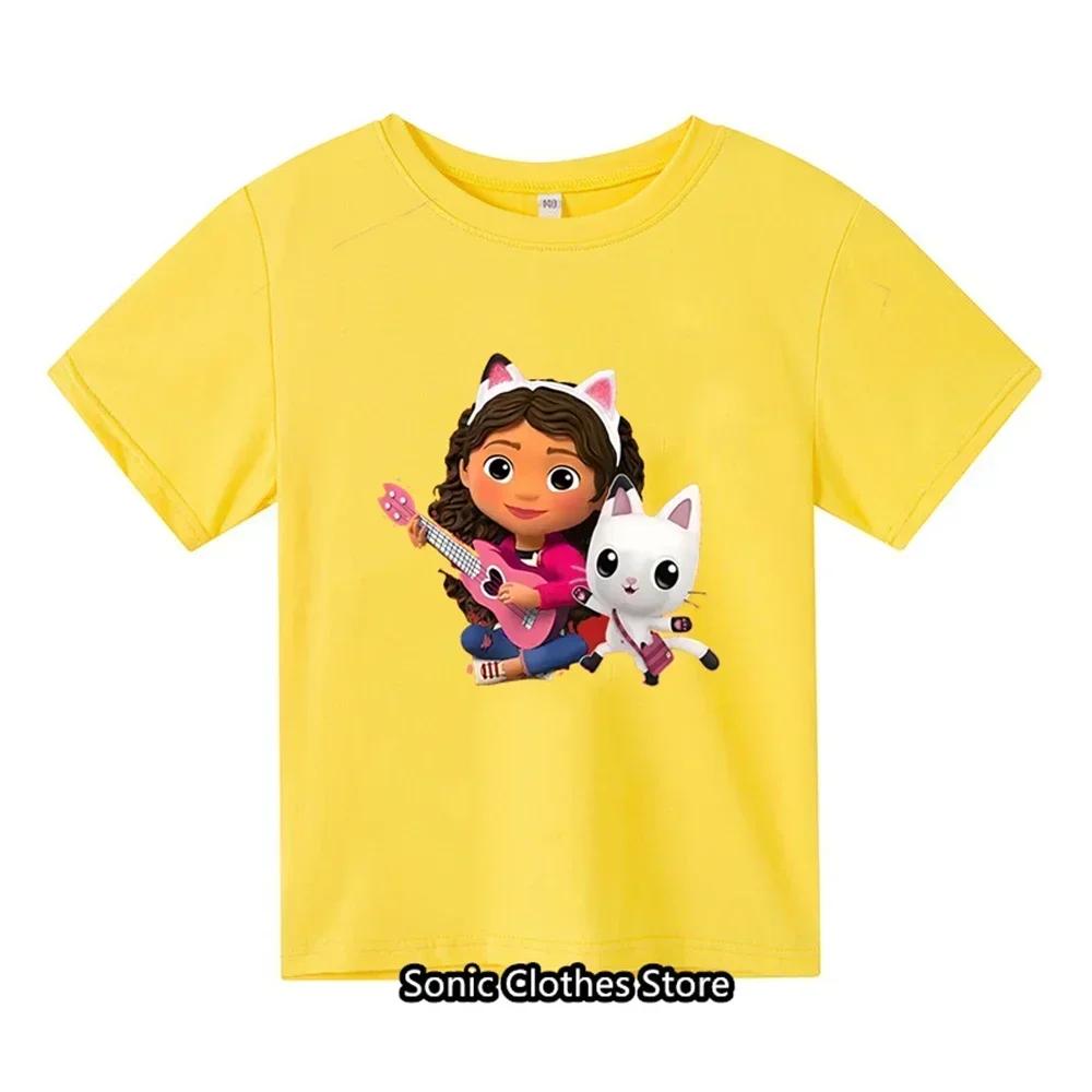 2025 Nové letní tričko Gabby Doll House Dětské s krátkým rukávem Chlapecké Kreslené Kočka Gabby Dívčí Ležérní Krátký rukáv Horký prodej