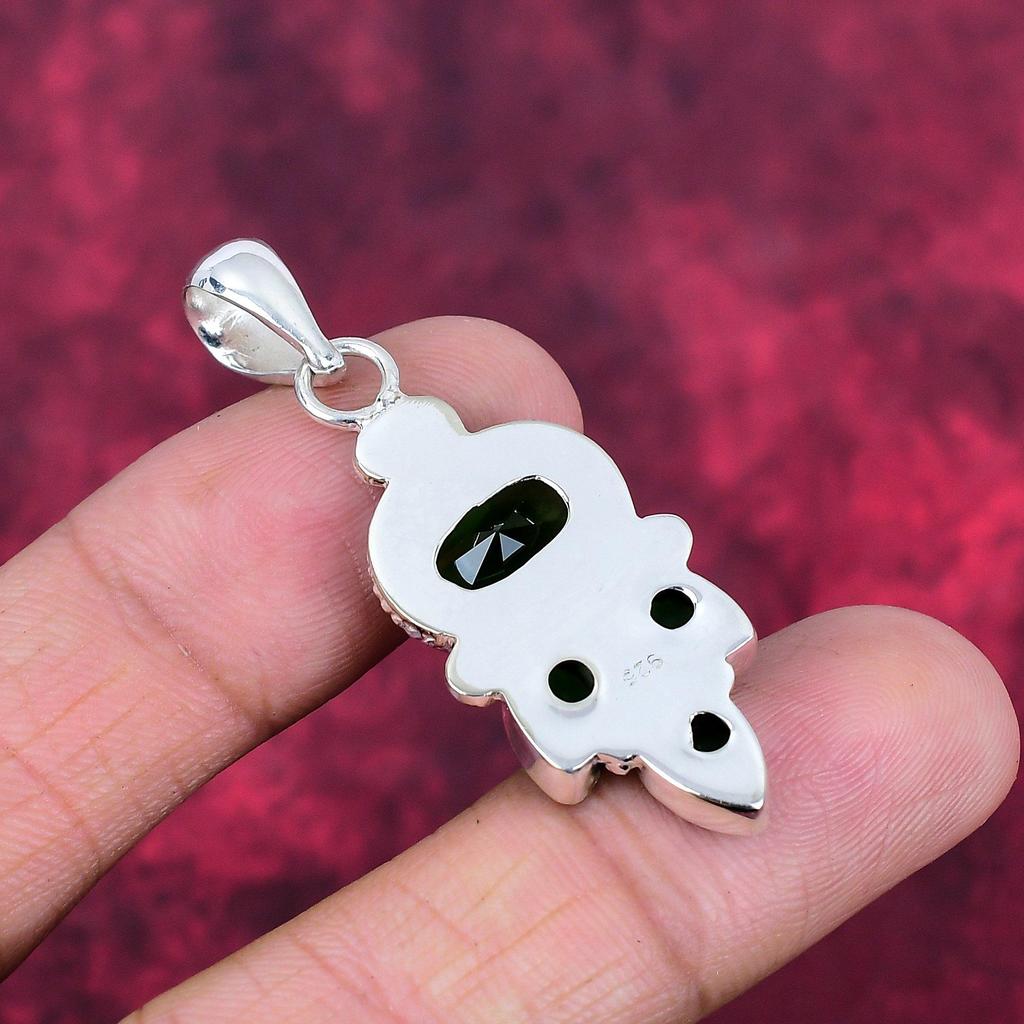 Chrome Diopside Handmade Gemstone Pendant, 925 Solid Sterling Silver Pendant, Unique Design Jewelry Pendant