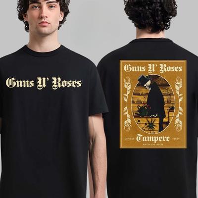 Guns N Roses Tampere 2025 T-shirt z wydarzenia na Stadionie Ratina 7 lipca 2025 Dwustronny T-shirt Lato