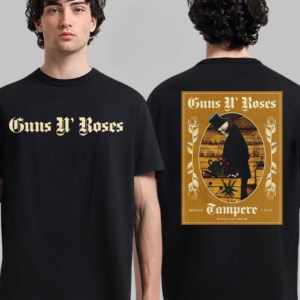 Neues Guns N Roses Tampere 2025 Event-T-Shirt Im Ratina-Stadion am 7. Juli 2025 Zweiseitiges T-Shirt Sommer