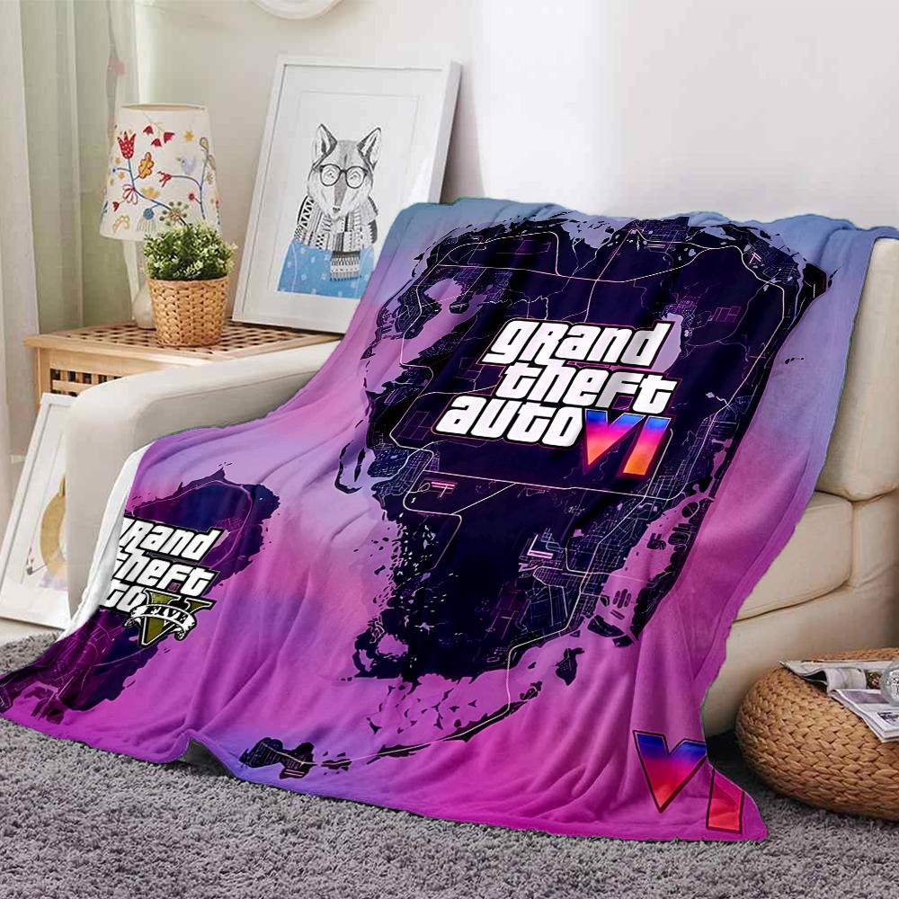 1 Stück Decke - Spiel Grand Theft Auto Aufdruckdesign,Leichte Decke für Sofa,Bett - Weich & Warm,Geschenk für Alle Jahreszeiten