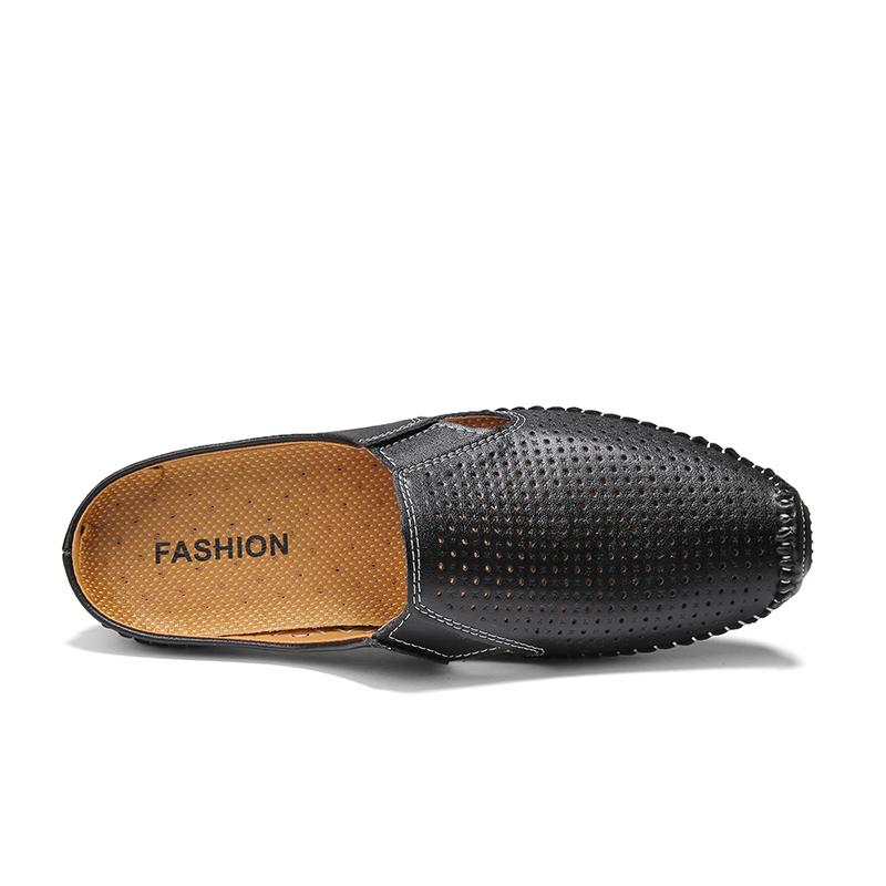 Mocasines casuales de cuero con agujeros para hombre
