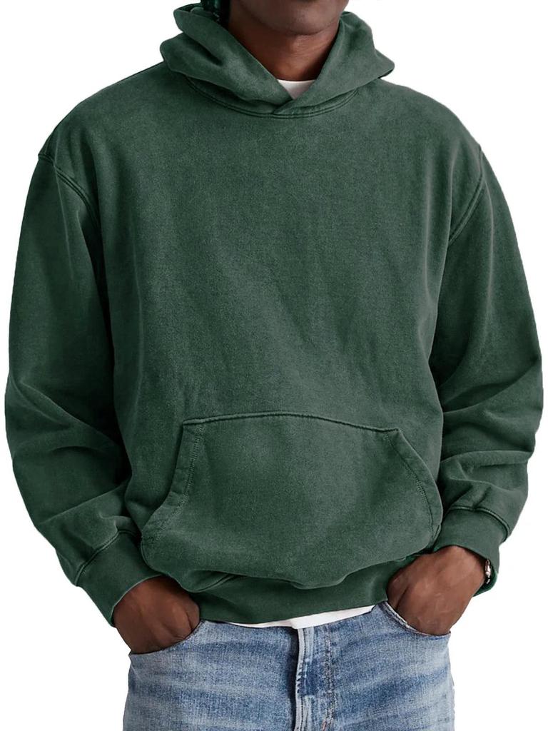 2025 Men's Retro Washed Cotton Hooded Pullover for Autumn/Winter