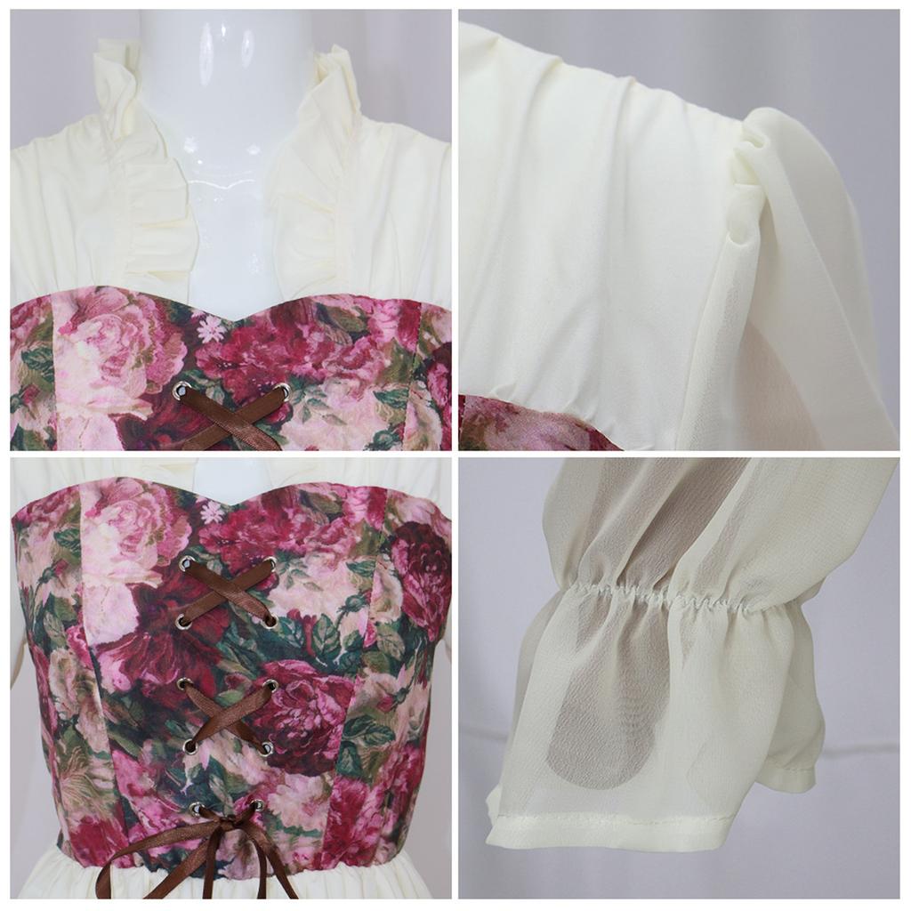 Women's Costume Off Shoulder Top Irregular Skirt Vintage Outfit With Decoration