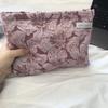 Colorful Stripes Corduroy Cosmetic Bag Portable Travel Toiletry Bag Skincare Sundries Aesthetic Makeup Storage Bag