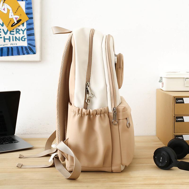 Women's Three-Piece Nylon Backpack Large Capacity Campus Splicing Schoolbag Backpack