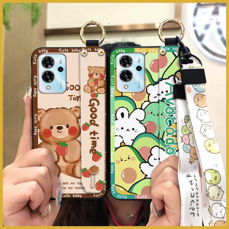 Dirt-resistant Ring Phone Case For ZTE Blade V40 Pro Protective Cute Kickstand Wrist Strap Shockproof Back Cover Durable