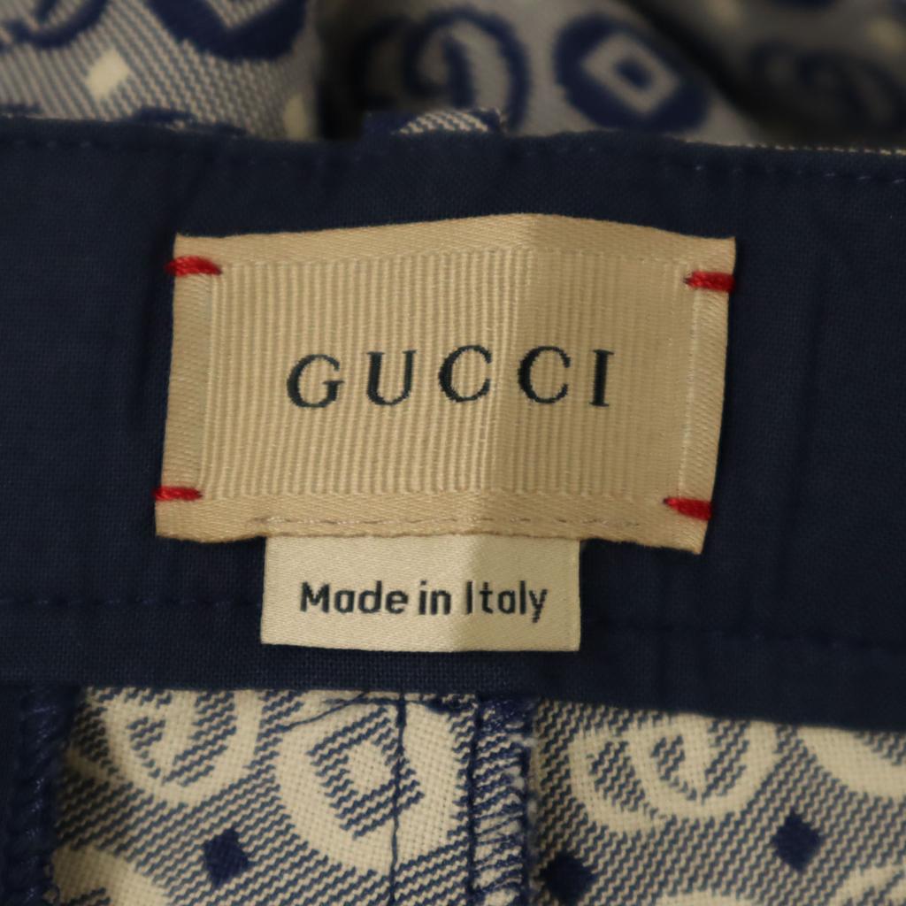 Gucci Made In Italy Total Logo Long Pants 8 Navy With Hanger Kid's Used