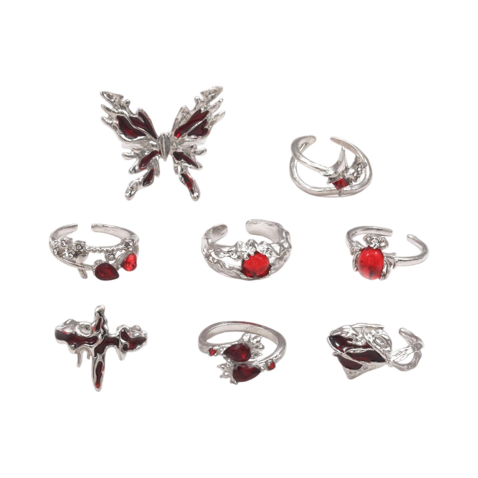 

Fashion Women s 8 Piece Ring Set - Ladies Ring Metal Ring Glossy Ring Metal Ring Holiday Gift One Size срібний