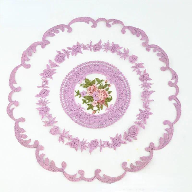 1PC Dinning Table Cover Embroidered Table Cloth Elegant Round Lace Tablecloth Coffee Coasters Napkin Party Wedding Decoration